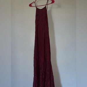 Joanna Lace Halter Maxi Dress- Wine